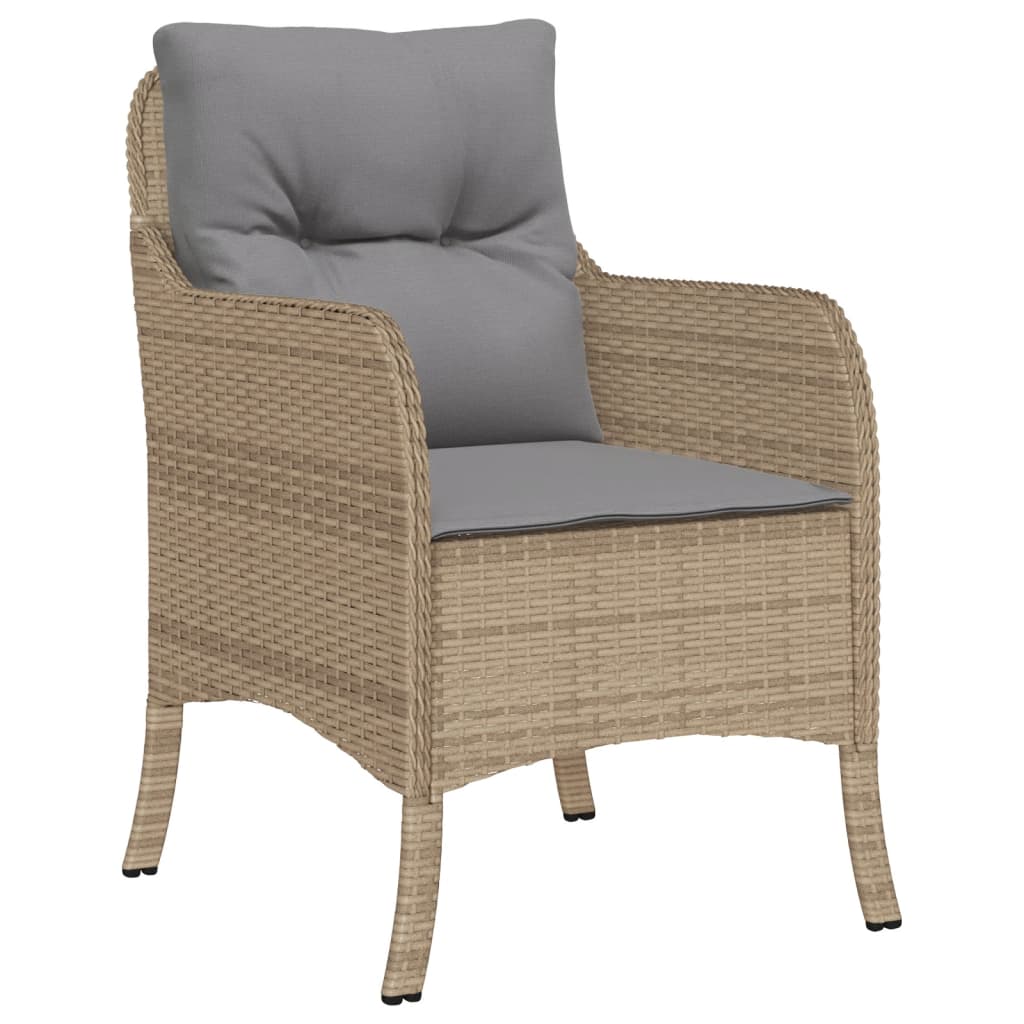 Garden Chairs with Cushions 2 pcs Mix Beige Poly Rattan